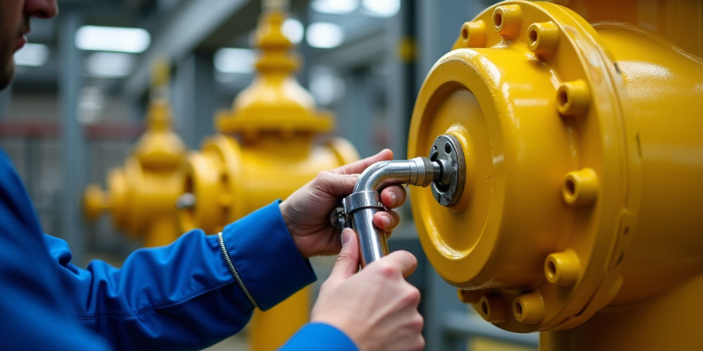 Нанесение антикоррозионного состава на фланцевое соединение газопровода с помощью кисти