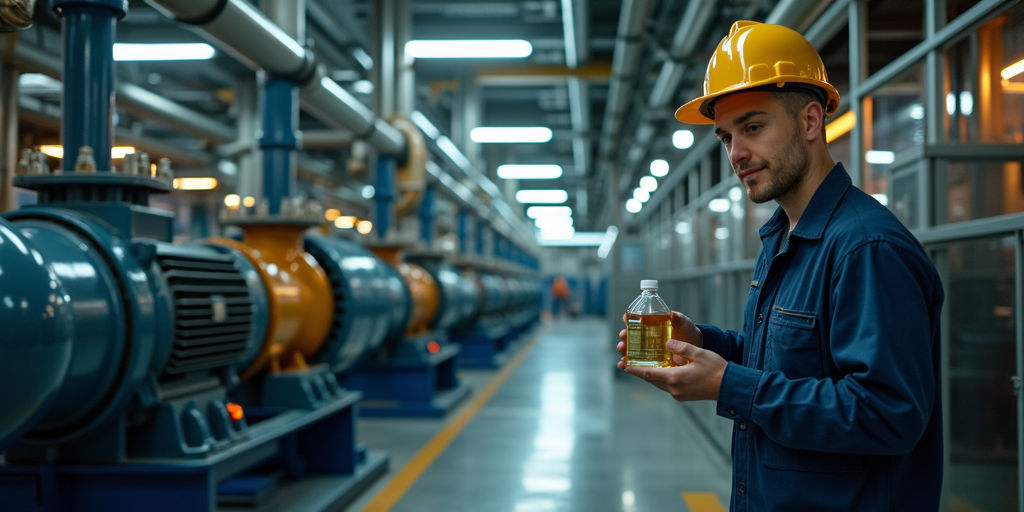 Гидравлический насос и масляный бак на газовой электростанции